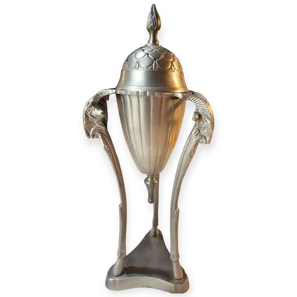 Vintage 1940’s Brass Neoclassical Mantle Piece 3-Goat Head Hoof Incense Burner - Picture 6 of 11